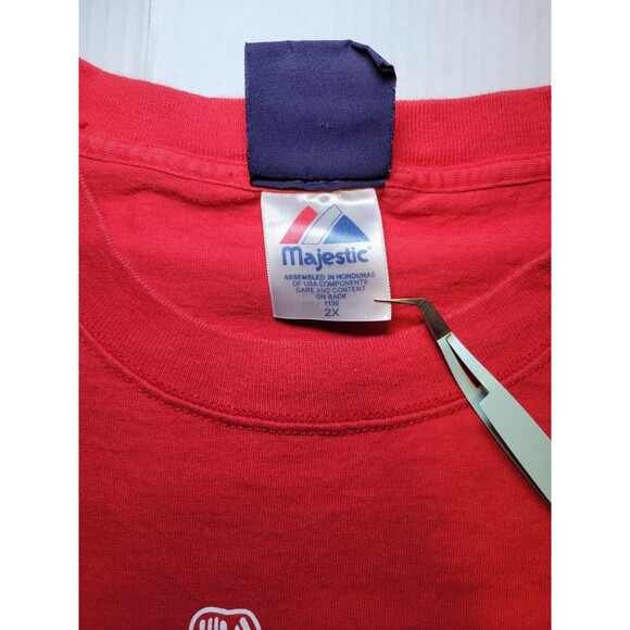 VINTAGE Boston Red Sox Shirt Mens 2XL Red Cooperstown Collection MLB Majestic - Picture 7 of 10